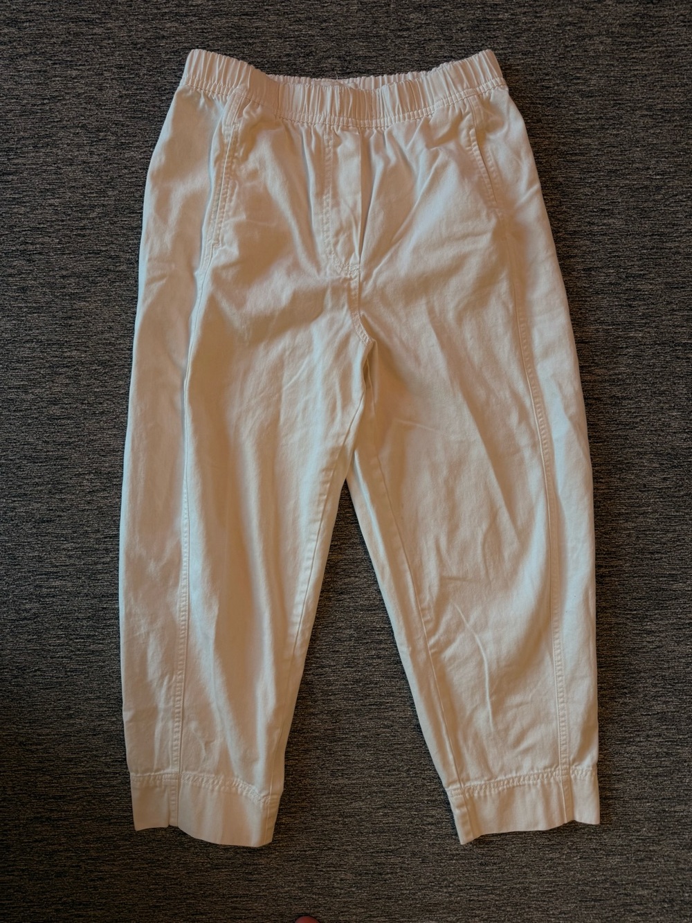 Zara White Cropped Elastic-Waist Ankle Pants